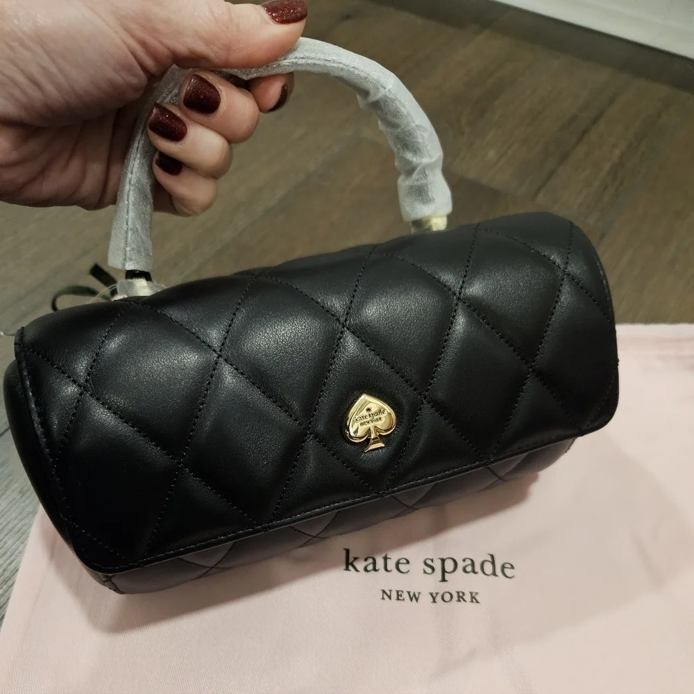 NWT ♠️ Kate Spade Heart 3D Barrel Quilted Leather Specialty Bag+Dusty $429
